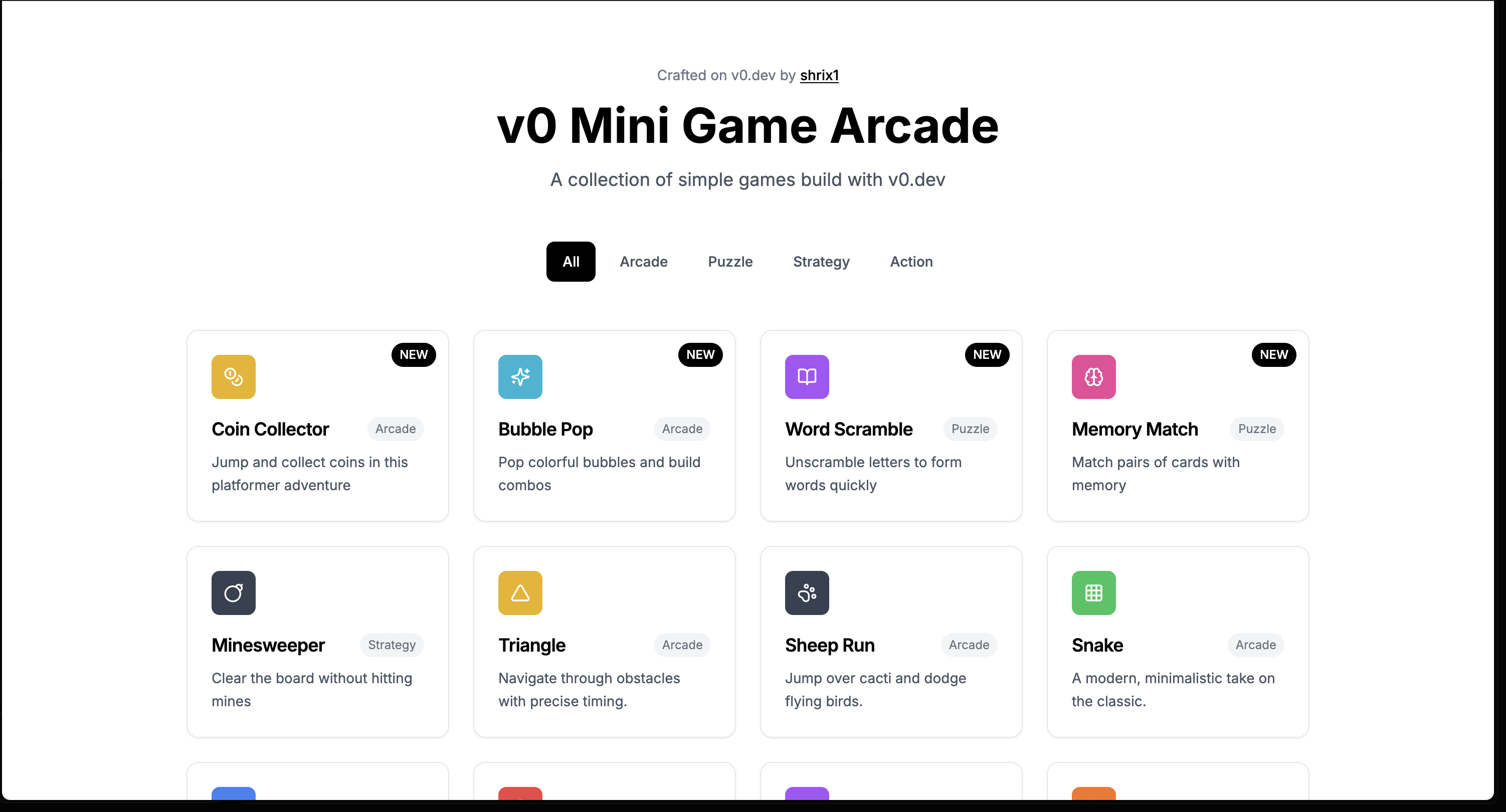 v0 Mini Game Arcade - Farcaster Mini Apps screenshot